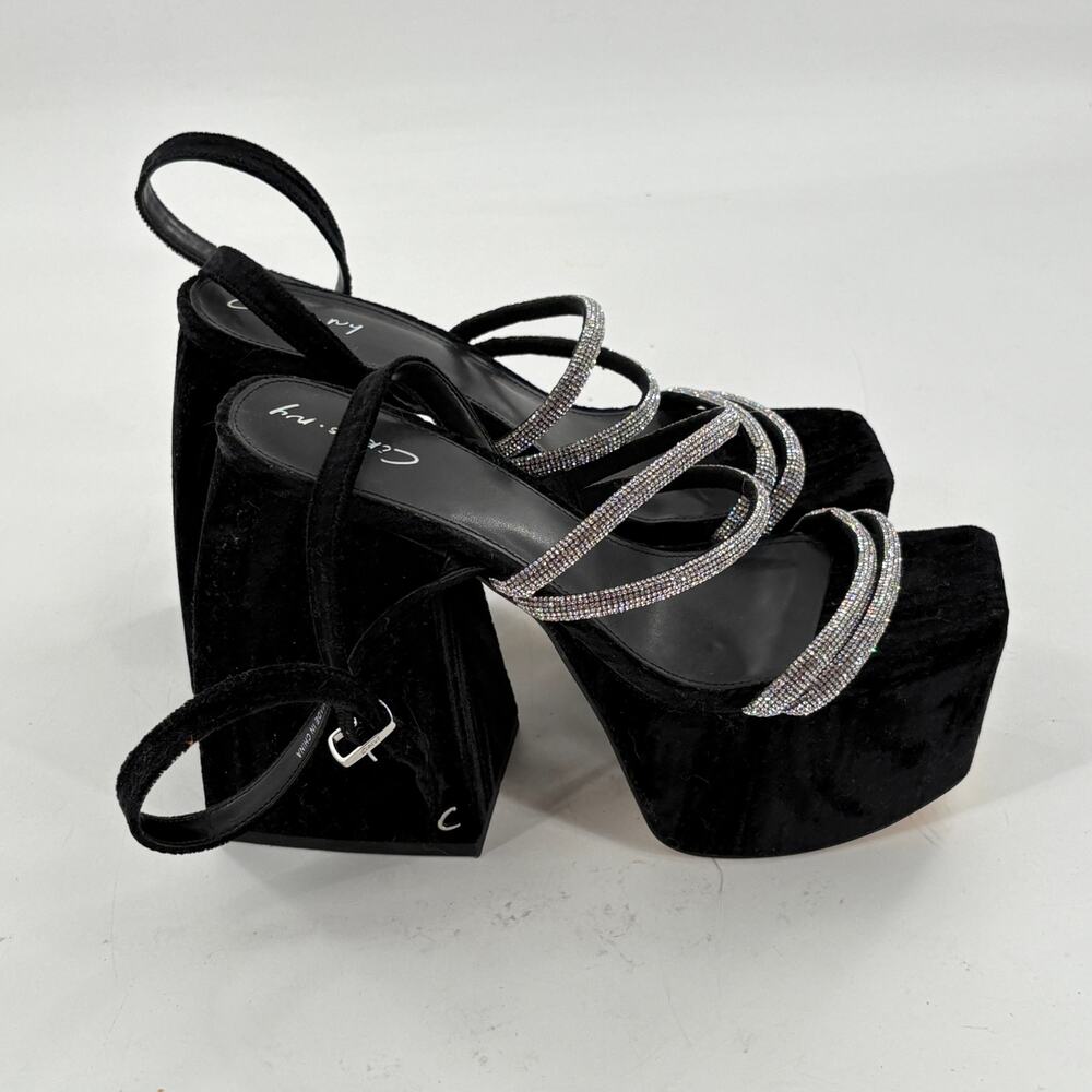 Sam Edelman Circus Mila Platform Heels 8 Black Velvet Jewel NWOT Heels Glam - Picture 3 of 8